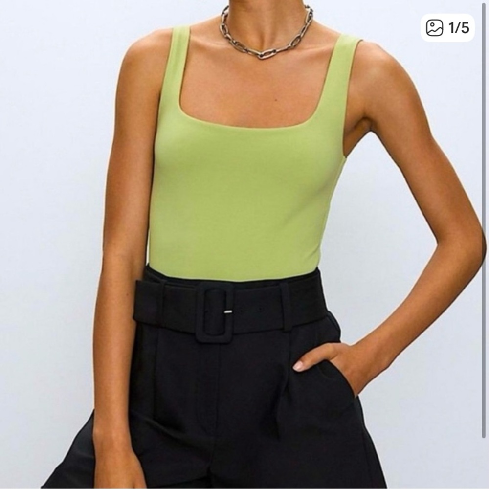 Aritzia Babaton Green Square Neck Bodysuit